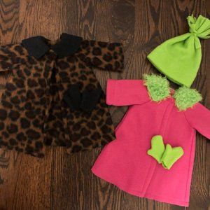 American Girl handmade coats with mittens and one hat